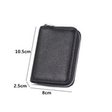 PURDORED 1 pc Men Business Card Holder Genuine Leather Credit Card Holder Women Zipper Pocket Unisex Card Case Zipper Coin Purse