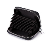 PURDORED 1 pc Men Business Card Holder Genuine Leather Credit Card Holder Women Zipper Pocket Unisex Card Case Zipper Coin Purse