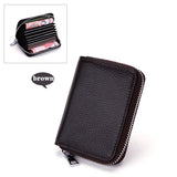 PURDORED 1 pc Men Business Card Holder Genuine Leather Credit Card Holder Women Zipper Pocket Unisex Card Case Zipper Coin Purse