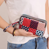 3 Zipper Women Waterproof Purse Cell Pouch Handbag Wallet Wristlet Bag Women's Fabric Coin Purse Bag Mobile Wallet Clutch Bag