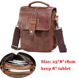 Quality Original Leather Male Casual Shoulder Messenger bag Cowhide Fashion Cross-body Bag 8&quot; Pad Tote Mochila Satchel bag 144