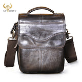 Quality Original Leather Male Casual Shoulder Messenger bag Cowhide Fashion Cross-body Bag 8&quot; Pad Tote Mochila Satchel bag 144