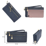 Fashion Women Wallets Dull Polish Leather Wallet Double Zipper Day Clutch Purse Wristlet Portefeuille Handbags Carteira Feminina