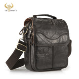 Quality Original Leather Male Casual Shoulder Messenger bag Cowhide Fashion Cross-body Bag 8&quot; Pad Tote Mochila Satchel bag 144