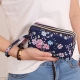 3 Zipper Women Waterproof Purse Cell Pouch Handbag Wallet Wristlet Bag Women's Fabric Coin Purse Bag Mobile Wallet Clutch Bag