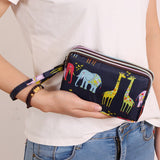 3 Zipper Women Waterproof Purse Cell Pouch Handbag Wallet Wristlet Bag Women's Fabric Coin Purse Bag Mobile Wallet Clutch Bag