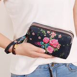 3 Zipper Women Waterproof Purse Cell Pouch Handbag Wallet Wristlet Bag Women's Fabric Coin Purse Bag Mobile Wallet Clutch Bag
