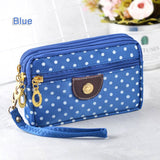 Fashion Women Wallets Small Handbags Canvas Dot Lady Zipper Moneybags Clutch Coin Purse Pocket Wallet Cards Holder Wristlet Bags