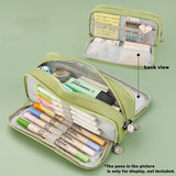 Angoo Double Sided Pen Bag Pencil Case Special Macaron Color Dual Canvas Pocket Storage Bag Pouch Stationery School Travel A6899