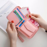 Hot Sale Wallet Short Wallet Pu Women&#39;s Purse Zipper&amp;button Purse Red Small Wallet Coin Pocket Cartera Billetera