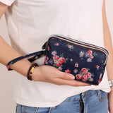 3 Zipper Women Waterproof Purse Cell Pouch Handbag Wallet Wristlet Bag Women's Fabric Coin Purse Bag Mobile Wallet Clutch Bag