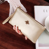 Women Wallets Bee Clutch Good Quality Leather Wholesale Zipper Female Long Wallet Ladies Wristlet Thin Mobile Phone Bag