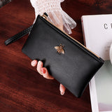 Women Wallets Bee Clutch Good Quality Leather Wholesale Zipper Female Long Wallet Ladies Wristlet Thin Mobile Phone Bag