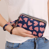 3 Zipper Women Waterproof Purse Cell Pouch Handbag Wallet Wristlet Bag Women's Fabric Coin Purse Bag Mobile Wallet Clutch Bag