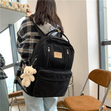 JULYCCINO  Multifunction Double Zipper Women Backpack Teenager Girls Laptop Backpack Student Shoulder Bag Korean Style Schoolbag