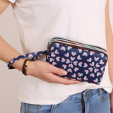 3 Zipper Women Waterproof Purse Cell Pouch Handbag Wallet Wristlet Bag Women's Fabric Coin Purse Bag Mobile Wallet Clutch Bag