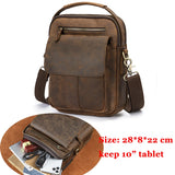 Quality Original Leather Male Casual Shoulder Messenger bag Cowhide Fashion Cross-body Bag 8&quot; Pad Tote Mochila Satchel bag 144