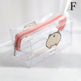 Big Waterproof Transparent Pencil Case PVC Stationery Gift Girls Students Pencil Bag Kawaii Makeup Cosmetic Bag Travel Bags