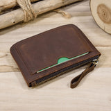 Men's Genuine Leather Zipper Coin Wallet Wowen natural Leather Mini Short Purse Card Holder Change Purse For Man Clutch Wallets