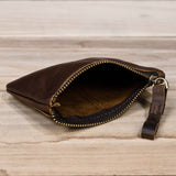 Men's Genuine Leather Zipper Coin Wallet Wowen natural Leather Mini Short Purse Card Holder Change Purse For Man Clutch Wallets