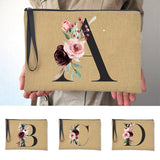 Ladies Wristlets Fashion Clutches Bag Flowers Letter Women Casual Handbags Linen Envelope Elegant Cosmetic Party travel Bags