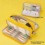 Angoo Double Sided Pen Bag Pencil Case Special Macaron Color Dual Canvas Pocket Storage Bag Pouch Stationery School Travel A6899