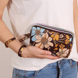 3 Zipper Women Waterproof Purse Cell Pouch Handbag Wallet Wristlet Bag Women's Fabric Coin Purse Bag Mobile Wallet Clutch Bag