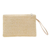 Bohemian Weaving Bag Fashion Ladies Wristlet Clutch Women Daily Money Phone Clutch Solid Straw Woven Coin Beach Wallet Card Bags