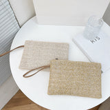 Bohemian Weaving Bag Fashion Ladies Wristlet Clutch Women Daily Money Phone Clutch Solid Straw Woven Coin Beach Wallet Card Bags