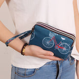 3 Zipper Women Waterproof Purse Cell Pouch Handbag Wallet Wristlet Bag Women's Fabric Coin Purse Bag Mobile Wallet Clutch Bag