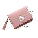 PURDORED 1 Pc Women Cartoon Short Wallet Leather Fried Egg Cute Wallets Purse Card Holder Lady Female Fashion Short Coin Purse