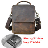 Quality Original Leather Male Casual Shoulder Messenger bag Cowhide Fashion Cross-body Bag 8&quot; Pad Tote Mochila Satchel bag 144