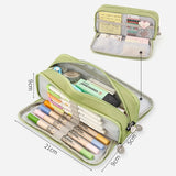 Angoo Double Sided Pen Bag Pencil Case Special Macaron Color Dual Canvas Pocket Storage Bag Pouch Stationery School Travel A6899