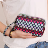 3 Zipper Women Waterproof Purse Cell Pouch Handbag Wallet Wristlet Bag Women's Fabric Coin Purse Bag Mobile Wallet Clutch Bag