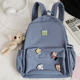 Women Nylon Cute Backpack Bear Female Student College School Bag Badge Girl Doll Backpack Kawaii Book Ladies Fashion Bags Trendy