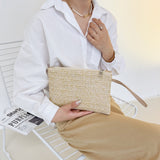 Bohemian Weaving Bag Fashion Ladies Wristlet Clutch Women Daily Money Phone Clutch Solid Straw Woven Coin Beach Wallet Card Bags