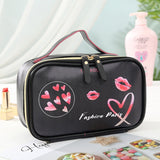 FUDEAM Leather Portable Women Cosmetic Bag Multifunction Travel Toiletry Storage Organize Handbag Waterproof Female Makeup Case