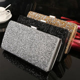 Women Evening Clutch Bag Diamond Sequin Wedding Clutch Purse and Handbag Party Banquet Black Gold Silver Two Chain Shoulder Bag