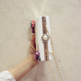 Fashion Women Leather Evening Bag Dinner Party Lady Wedding Flower Clutch Purse(white)