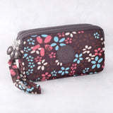 Fashion Women Wallets Fabric Canvas Zipper Coin Purse Pocket Girls Money Bags Flower Pattern Lady Wristlet Wallet Card Money Bag