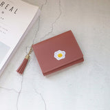 PURDORED 1 Pc Women Cartoon Short Wallet Leather Fried Egg Cute Wallets Purse Card Holder Lady Female Fashion Short Coin Purse