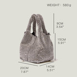 MABULA Luxury Stylish Bling Rhinestone Evening Handbags Sparkling Crystal Crossbody Bag for Women with Metal Chain Wedding Pouch