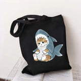 Cat Shark Shopping Bag Bolsa Compra Plegable Jute Bag Bolsa Shopper Bolso Shopping Handbag Bag Tote Reusable Net Ecobag Cabas