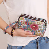 3 Zipper Women Waterproof Purse Cell Pouch Handbag Wallet Wristlet Bag Women's Fabric Coin Purse Bag Mobile Wallet Clutch Bag