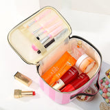 FUDEAM Leather Portable Women Cosmetic Bag Multifunction Travel Toiletry Storage Organize Handbag Waterproof Female Makeup Case