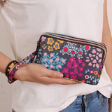 3 Zipper Women Waterproof Purse Cell Pouch Handbag Wallet Wristlet Bag Women's Fabric Coin Purse Bag Mobile Wallet Clutch Bag
