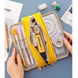 Angoo Double Sided Pen Bag Pencil Case Special Macaron Color Dual Canvas Pocket Storage Bag Pouch Stationery School Travel A6899