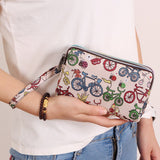 3 Zipper Women Waterproof Purse Cell Pouch Handbag Wallet Wristlet Bag Women's Fabric Coin Purse Bag Mobile Wallet Clutch Bag