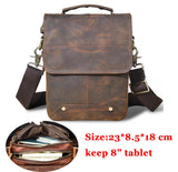 Quality Original Leather Male Casual Shoulder Messenger bag Cowhide Fashion Cross-body Bag 8&quot; Pad Tote Mochila Satchel bag 144