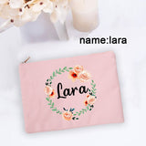 Personal Custom Name Flower Makeup Bag Pouch Travel Outdoor Girl Women Cosmetic Bags Toiletries Organizer Lady Wash Storage Case